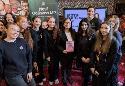 Nesil Caliskan, Barking MP, with Final Checks Academy Students - a beauty academy based in Barking & Dagenham - attending a reception in Parliament