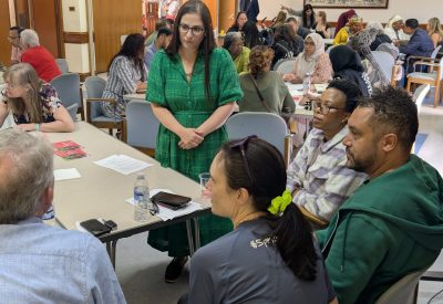 Nesil Caliskan MP at the SEND coffee morning she hosted speaking to teachers, councillors and parents of children with SEND.